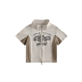 Unisex Jacket Retro Biker's Style Short Stand Collar Coat